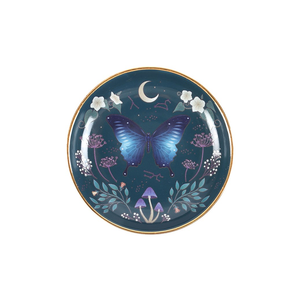 Round Midnight Moth Trinket Dish