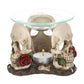 Resin and Glass Skull Rose Oil Burner