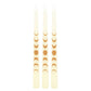Set of 3 Off White Moon Phases Taper Dinner Candles