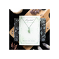 Green Aventurine Crystal Moon Necklace on Greeting Card